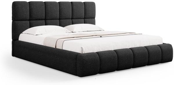 Micadoni Stauraumbett mit Kopfteil Bellis Chenille Haga Schwarz 140x200