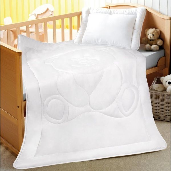Bestlivings Kinderbettdecke + Kopfkissen Set mit Bärchen-Steppung, Füllung: Polyester, 40x60/100x135 cm, Wärmeklasse 3, samtweich, kuschelig