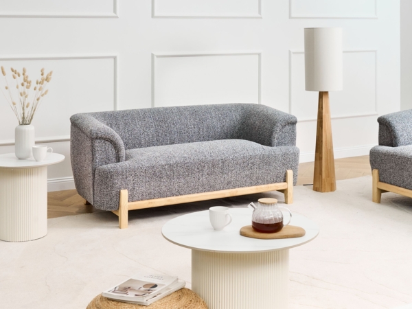 Beliani 'ALNOR' 2-Sitzer Sofa, Stoff Dunkelgrau