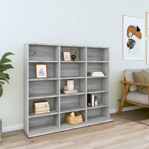 vidaXL CD-Regal Grau Sonoma 100x23x89,5 cm Holzwerkstoff 815484