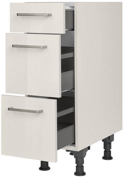 nobilia® Unterschrank "Flash", vormontiert, mit höhenverstellbaren Sockelfüßen, in den Breiten 30, 45, 60 und 90 cm, mit Schubkasten und Auszügen