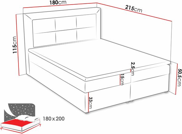 Boxspringbett Classic Box, Creme, 180x200 cm Bild 7