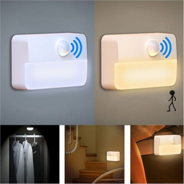 QUBEBU LED Nachtlicht Nachtlicht mit Bewegungsmelder, 1/2/4/6 Stück kinder Bewegungslicht, LED fest integriert, Warmweiß, Kaltweiß, mit Dämmerungssensor, Auto EIN/AUS Sensor Licht Für Flur, Bad, Schlafzimmer, Indoor Treppe.