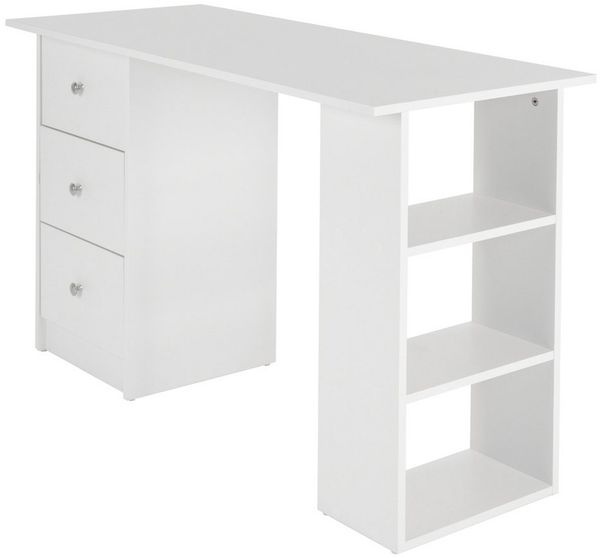 ML-DESIGN Schreibtisch Bürotisch mit 3 Schubladen, 3 Regale und Tastaturauszug Computertisch, Homeoffice Büromöbel Arbeitstisch Laptoptisch PC Tisch viel Stauraum