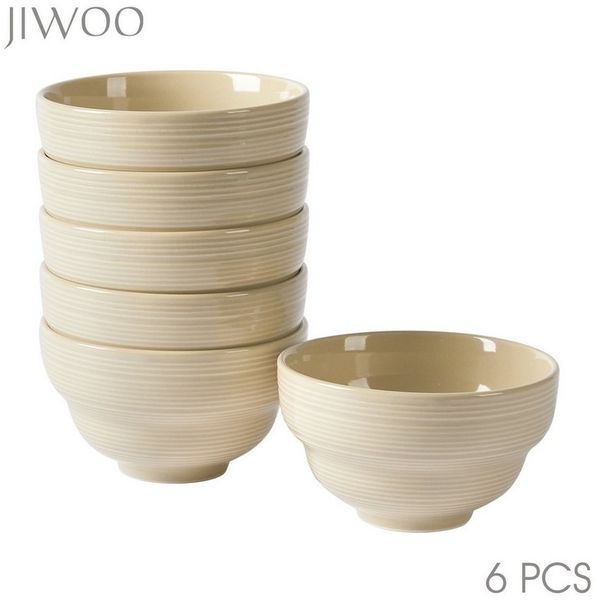 JIWOO Müslischale 6er Ø11,8cm, Dessertschale Eisschale Suppenschale Snackschale Schale, Keramik, (Schaleset, 6-tlg), Hochwertiges Schalen Braun Mikrowellenofen Spülmaschine