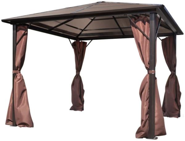 vidaXL Pavillon mit Vorhängen Braun Aluminium 300 x 300 cm 41625 Bild 4