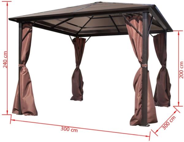 vidaXL Pavillon mit Vorhängen Braun Aluminium 300 x 300 cm 41625 Bild 6