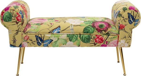 Kare Design Bank Wing Flower Fever, Gelb, Sitzhöhe 39 cm, Blumen Motiv, Sitzbank, Polsterbank
