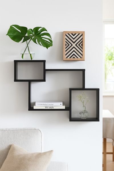 Wandregal im modernen Design – Schwarz – 3 Ablagen