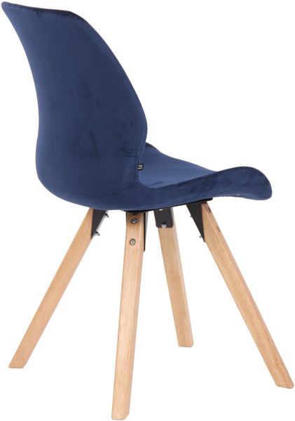 CLP Esszimmerstuhl Luna Modernes Design, Gestell natura, gepolsterter Sitz,blau Samt Bild 7