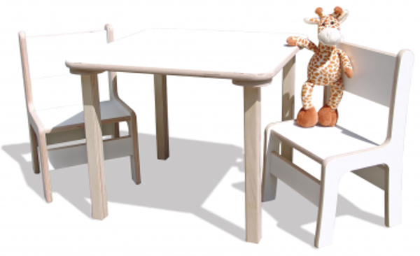 ELI Kinderset - Tisch & 2 Hocker - weiß