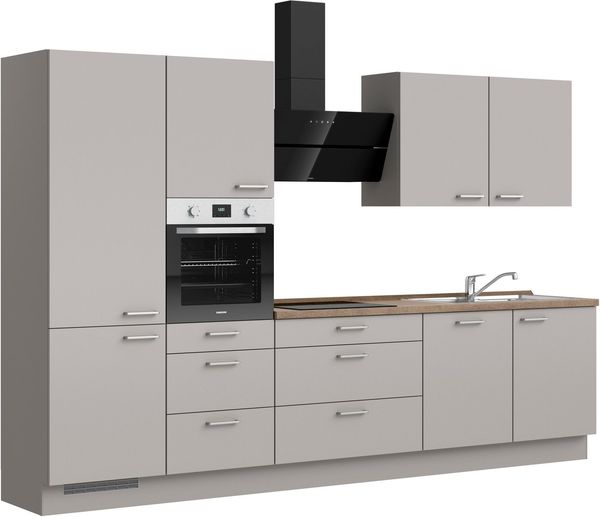 nobilia® Küchenzeile "Touch II", NEU: individuell anpassbar mit gratis Profi-Beratung, vormontiert, Breite 330 cm, Ausrichtung wählbar, wahlw. mit E-Geräten