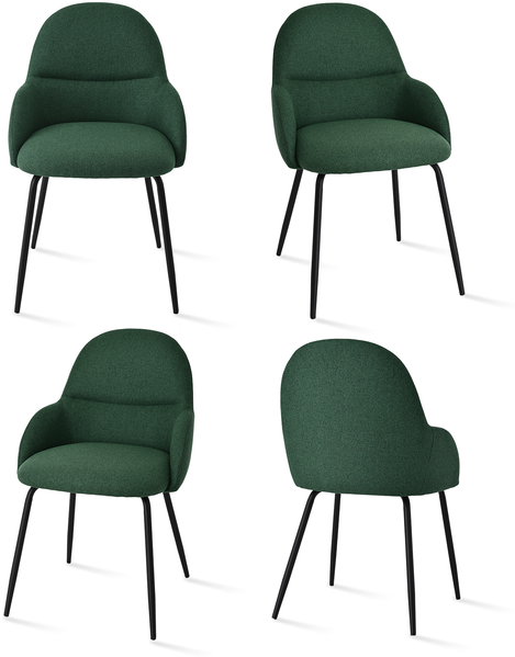 GOEURVANT 1438 Esszimmerstühle 4er-Set, Webstoff - Grün