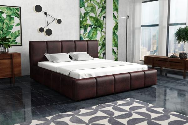 Polsterbett Bett Doppelbett GENUA Stoff 160x200cm Stoff Gobi Dunkelbraun