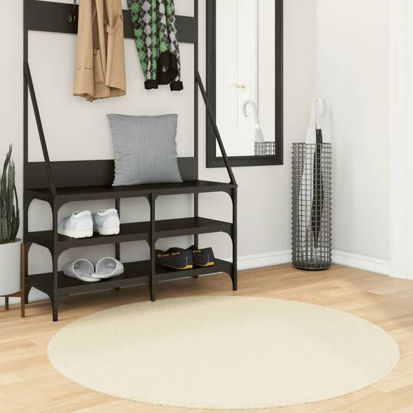 Teppich Wohnzimmer Schlafzimmer HUARTE Kurzflor Weich und Waschbar Creme Ø 120 cm