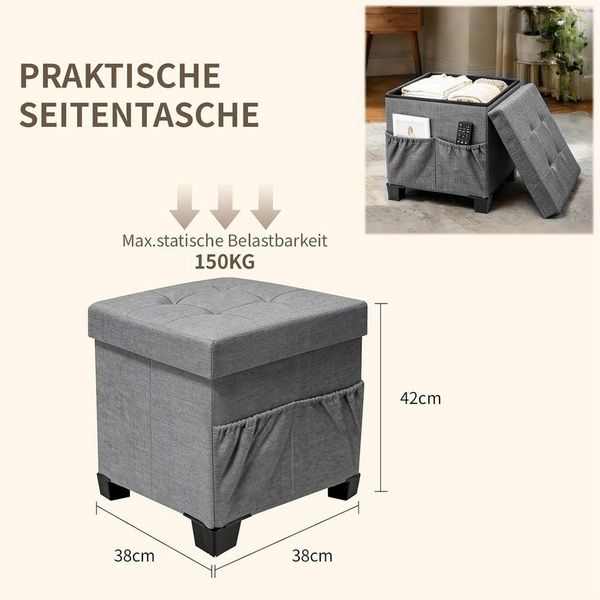 Zedelmaier Sitzhocker mit Stauraum, Schuhbank, klappbare Sitztruhe, Fußbank