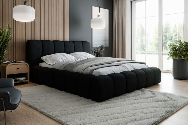 MEBLINI Polsterbett 120x200 mit Lattenrost - Schwarz Boucle ohne Matratze - SOFINA - Bubble Bett - Cloud - Marshmallow Bed - Kopfteil Bett mit Stauraum - Betten