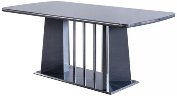 Casa Padrino Luxus Esstisch Blau / Silber 182 x 92 x H. 77 cm - Esszimmertisch - Küchentisch - Edle Esszimmer Möbel