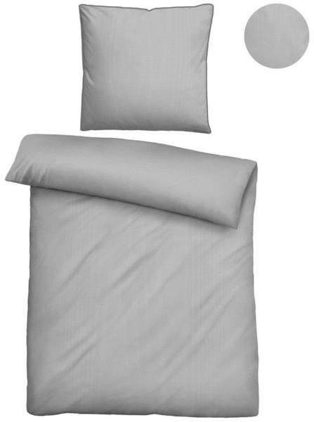 biberna Pique Bettwäsche 0290500 UNI, silber/grau, 1x 135x200 cm + 1x 80x80 cm