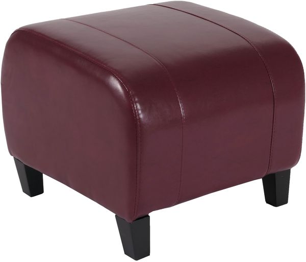 Hocker Sitzwürfel Sitzhocker Emmen, Leder + Kunstleder, 37x45x47 cm MVG-zertifiziert ~ rot