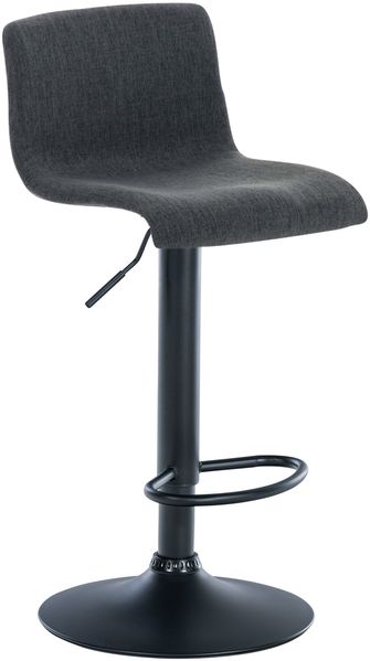 Barhocker PESAN - Stoff Dunkelgrau 39x36x84 cm Schwarz | Barstuhl Höhenverstellbar Mit Lehne Drehbar Tresenhocker Tresenstuhl Kneipenhocker