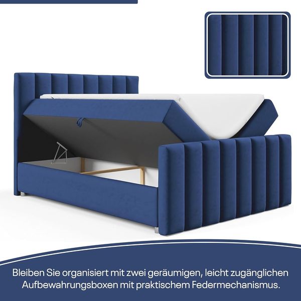Best for Home Boxspringbett 200x200 mit 7-Zonen-Bonnellfederkern & Stauraum (140x200 160x200 180x200 200x200 cm), Verschiedene Liefermöglichkeiten, TOP Preis-Leistungs-Verhältnis Bild 4
