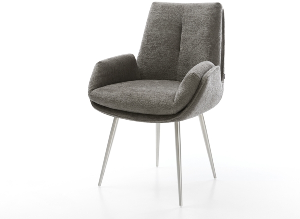 Esszimmerstuhl Clea-Flex Bouclé Soft Schlamm 4-Fuß konisch Edelstahl