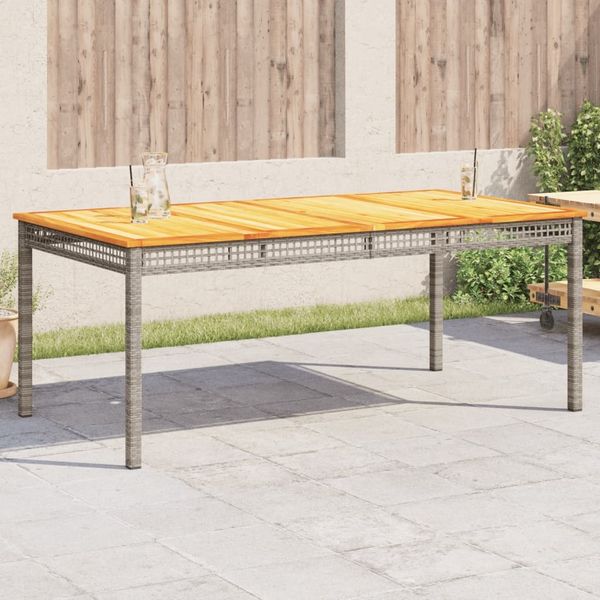 vidaXL Gartentisch Grau 180x90x75 cm Poly Rattan Akazienholz 366280