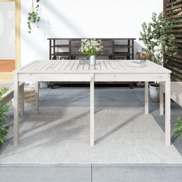 vidaXL Gartentisch Weiß 159,5x82,5x76 cm Massivholz Kiefer 823977