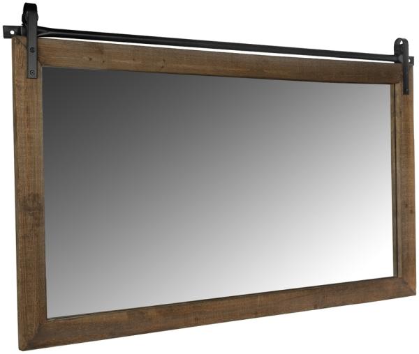 Wandpiegel Holzrahmen rollbar braun 86 x 71 cm Rustikal Landhausstil Vintage