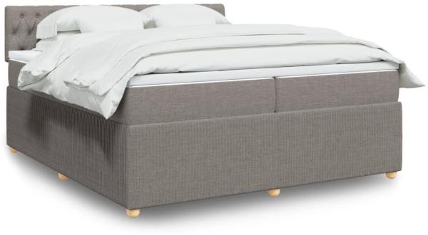 vidaXL Boxspringbett mit Matratze Taupe 200x200 cm Stoff 3287574