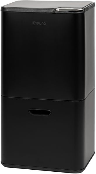 eluno Abfalleimer, 58 Liter Fassungsvermögen aus schwarzem Metall, 40,5 x 78 x 31 cm (B/H/T)