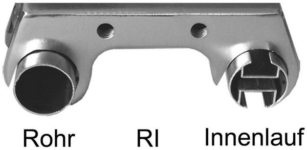 BASIT Gardinenstange Rohr und Innenlauf Edelstahloptik 20mm mit Deckenträgern 120 cm E30, Ø 20 mm, 2-läufig, verschraubt, Metall, D60RI 120 cm E30 Kappe