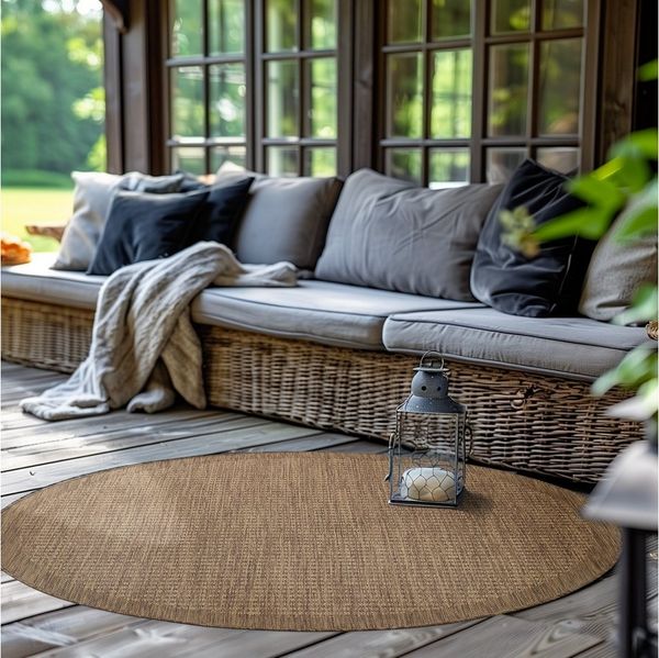SIMPEX24 Outdoorteppich Unicolor, Rund, Höhe: 3 mm, Teppich Wetterfest Waschbar Balkon, Garten, Terrasse und Küchenteppich