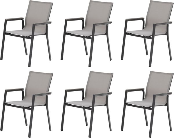 Gardissimo CATANIA 6x Alu Stapelsessel Nonwood Sessel stapelbar grau ( GD )