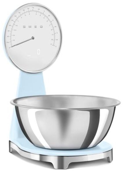 SMEG Retro Küchenwaage 5kg/1g Analog- Digitalanzeige USB Akku Blau KSF01PBWW