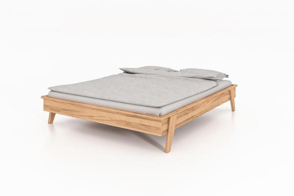 Bett Jetro aus Kernbuche massiv 160x200 cm ohne Kopfteil mit Holzbeinen