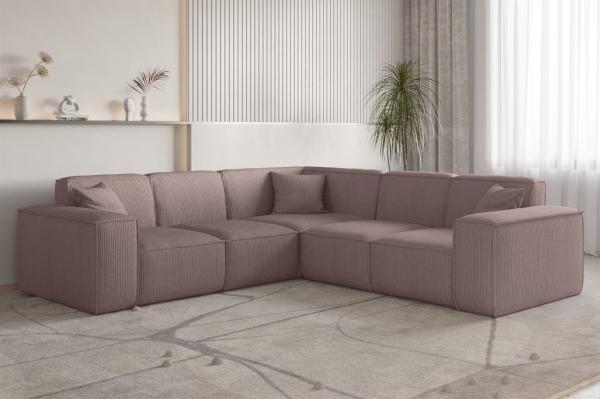 Ecksofa Designersofa CELES PREMIUM in Stoff Scala Lavendel Seite Universal