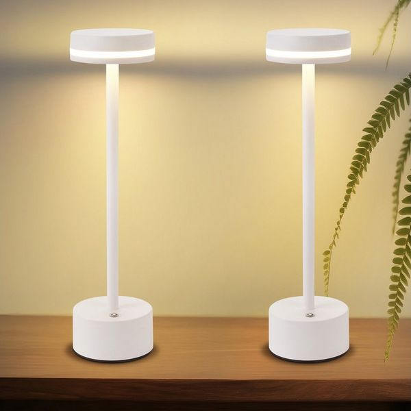 ZMH Tischleuchte Kabellos LED Nachttischlampe Akku Dimmbar, Touch-Steuerung, LED fest integriert, 3000K-6500K, mehrere Helligkeitsstufen, Touchdimmer, USB, Akkuleuchte