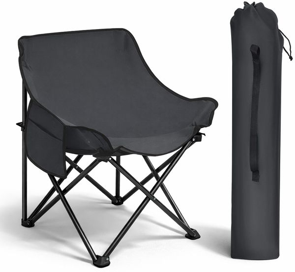 Sunula Campingstuhl Faltbar Angelstuhl Klappsessel mit Tragetasche für Garten, mit Tragetasche, Klappstuhl bis max. 100 kg, Anthrazit