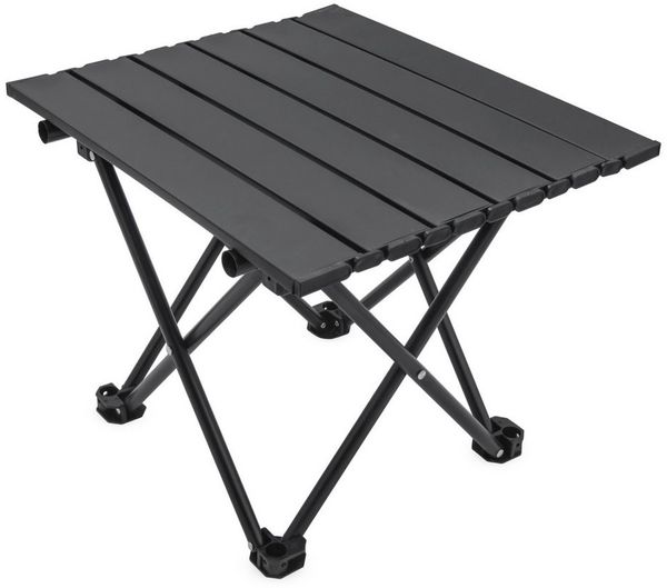 Spetebo Campingtisch Klapptisch schwarz mit Tragetasche - mit einrollbarer Tischplatte (Anzahl, 1-St, Stück), platzsparend verstaubar