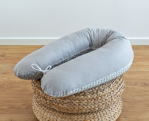 Loolay Seitenschläferkissen GRAU Baumwolle/ MINKY Schwangerschaftskissen Stillkissen Kissen, WEICH oder EPS Kügelchen Füllung, 170 oder 190 cm SIZE-Standard, Stillkissen + Kissenbezug abnehmbar mit Reißverschluss!, LOOLAY® 100% Europäische Stoffe und K...