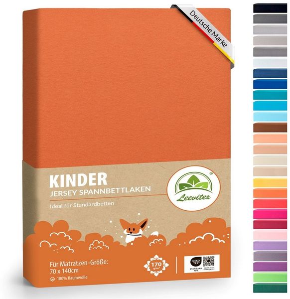 leevitex® Spannbettlaken Jersey aus 100% Baumwolle, für Kinder- & Standardmatratzen, Jersey, Gummizug: rundum, 100% Baumwolle, anschmiegsam & dehnbar, diverse Größen und Farben