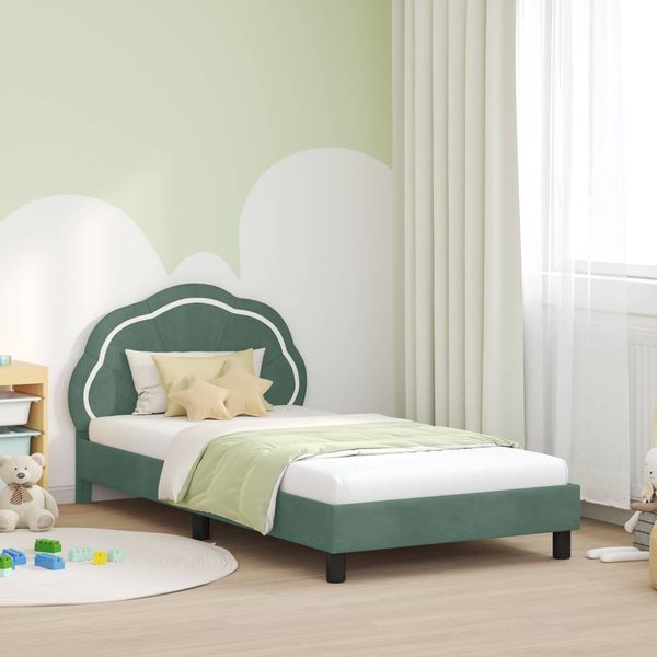 vidaXL Kinderbettgestell mit Kopfteil Meergrün 90 x 200 cm Samt 42010927