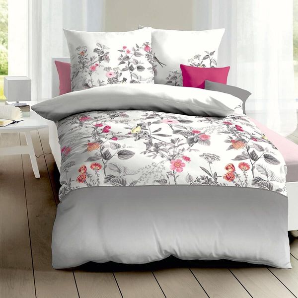 Kaeppel Mako-Satin Bettwäsche Formosa silber|155x220 cm + 80x80 cm