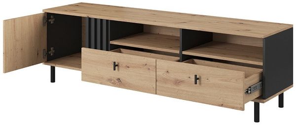 Lomadox Lowboard MATTAWA-167, Fernsehschrank, 165 cm, Eiche Dekor