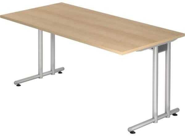 Schreibtisch NS16 C-Fuß 160x80cm Eiche Gestellfarbe: Silber Bild 1