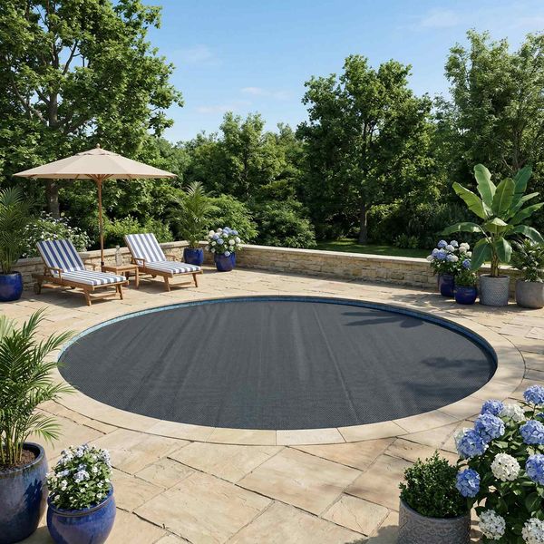 vidaXL Solar Poolabdeckung Ø 600 cm 110 μm Rund PE Schwarz 42034625
