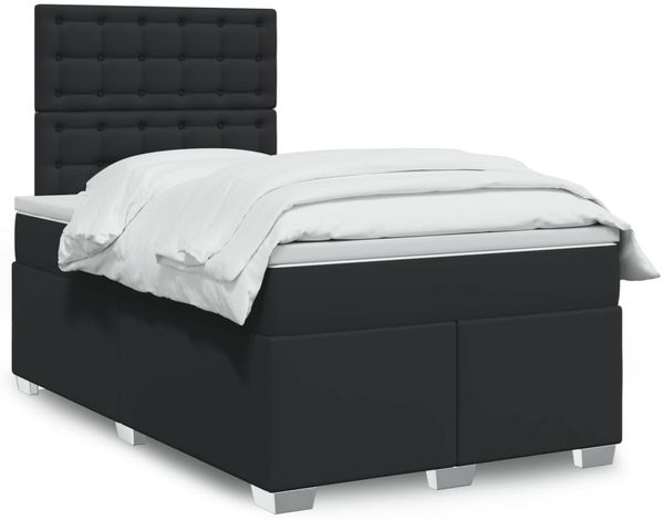 vidaXL Boxspringbett mit Matratze Schwarz 120x200 cm Kunstleder 3293016