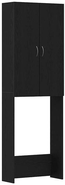 Waschmaschinenschrank, Waschküchenschrank Schwarz Eichen-Optik 64x25,5x190 cm de7968